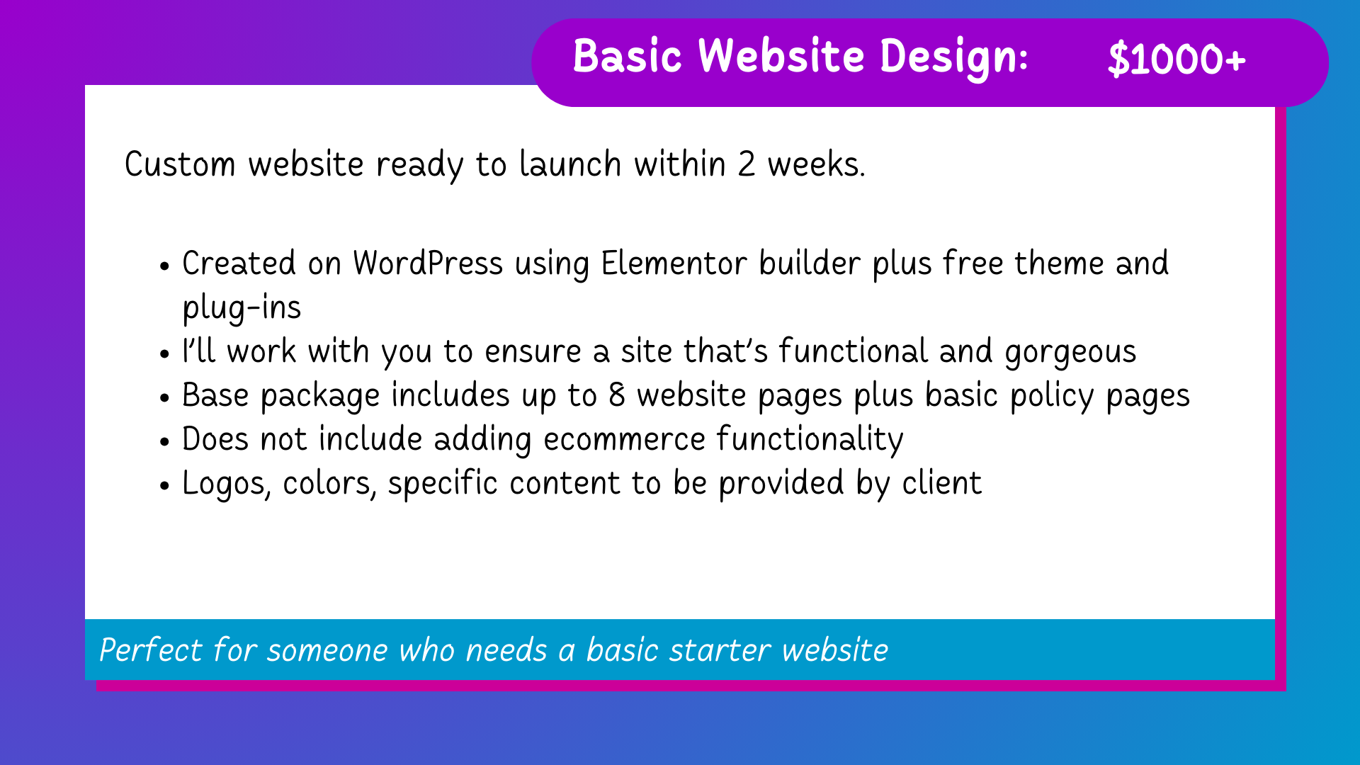 basic web design package